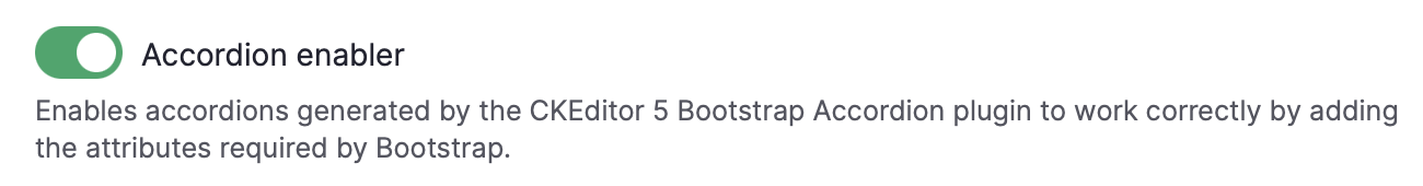 Screenshot shows the “Accordion enabler” filter as enabled
